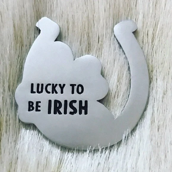 Luck of the Irish Horseshoe and Four Leaf Clover Lucky Charm - Picture 2 of 4